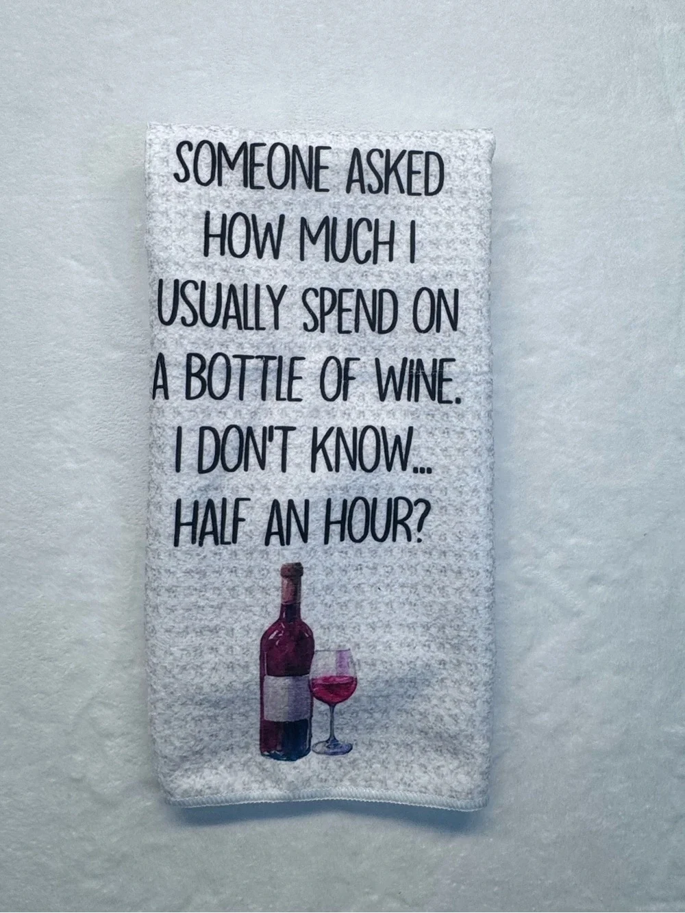 Wine Bottle & Time Printed Kitchen Towel